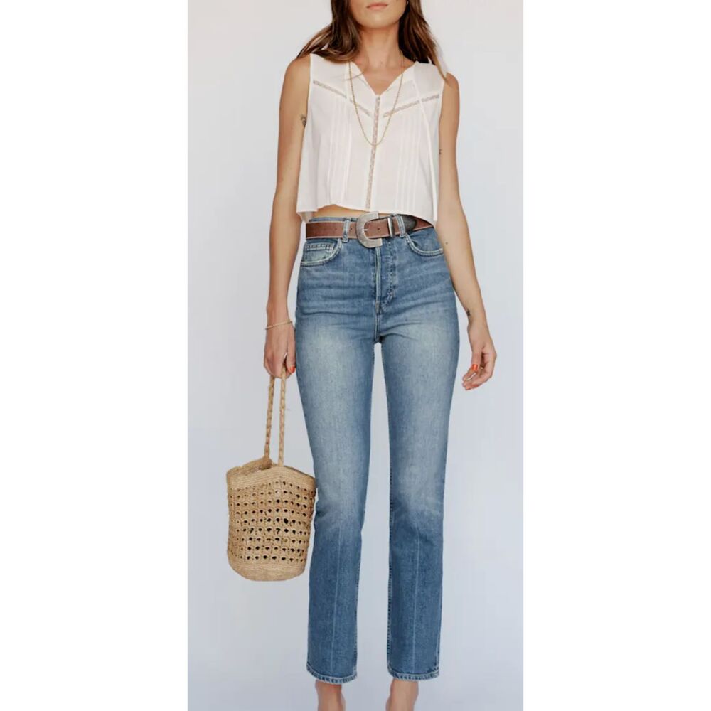 Reformation Cynthia Stretch High Rise Straight Jeans Size 28